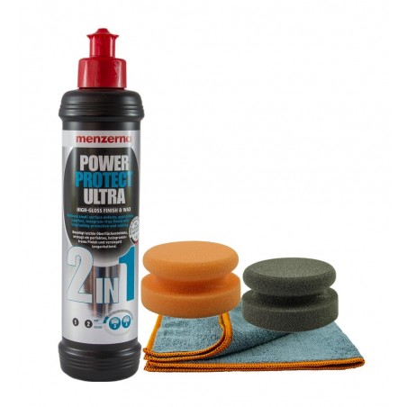 Set polish manual pentru caroserie auto, Menzerna 2 in 1, bureti, laveta, SW-10233.2BL