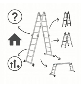 Scara aluminiu cu platforma 4x4 460cm multifunctionala KD4071