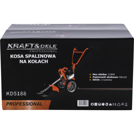 Motocoasă pe Benzină cu Roți Kraft&Dele KD5188 – Putere 5.2 CP, Manevrabilitate Maximă
