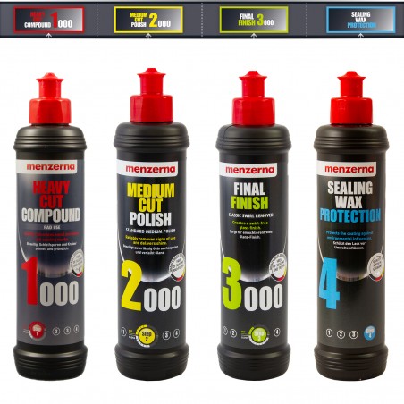 Set Menzerna Polish si Sigilare 1000, 2000, 3000, Ceara de Sigilare, 250ml, MENZERNA123C